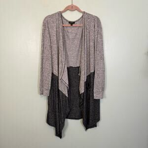 Lane Bryant Open Front Waterfall Stretch Colorblock Cardigan Sweater Gray 18/20